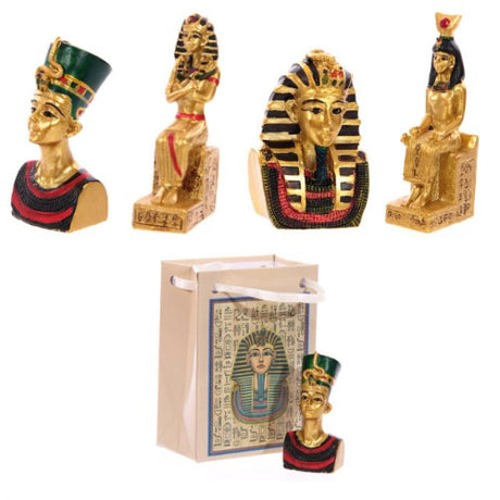 24 intricately designed mini Egyptian figures in a charming gift bag, perfect for themed parties and educational use.