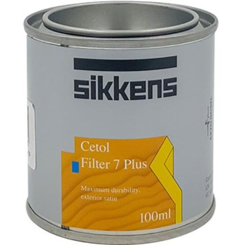 Sikkens Filter 7 Plus Ebony Test Pot for wood staining, offering UV protection and a breathable, translucent finish.