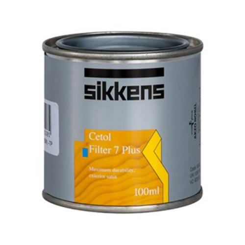 Sikkens Filter 7 Plus Teak Test Pot for exterior woodstain, enhances teak beauty, protects against UV and moisture.