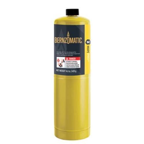 BernzOmatic MG9 Gas Cylinder MAP-Pro 400g, designed for powerful soldering and brazing with a flame temperature of 3,600°F.