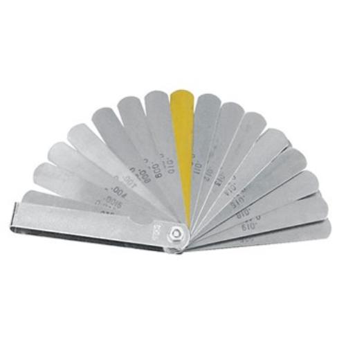 AmPro Feeler Gauge with 32 brass blades for accurate measurements from 0.015" to 0.035", essential for automotive precision.