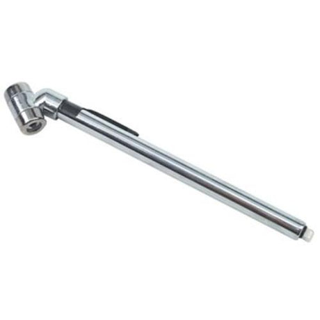 AmPro Tyre Gauge Offset Type measuring tyre pressure 10-120 PSI, chrome-plated with pocket clip for easy portability.