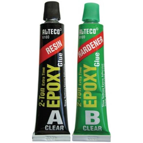 Clear 2 Ton epoxy glue in 40g pack, ideal for strong, adjustable bonds on various materials, curing in under 7 hours.