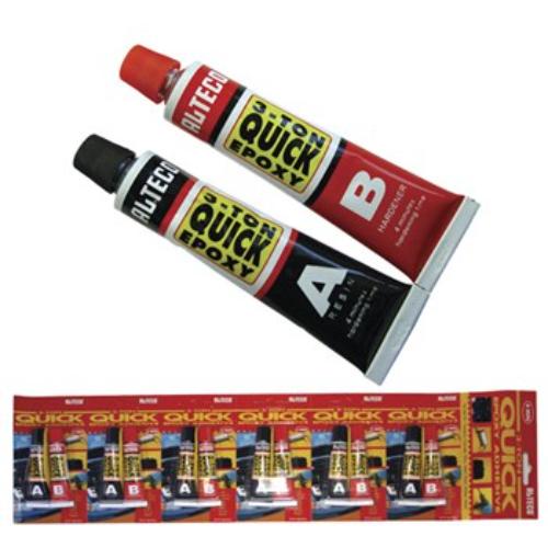 Alteco 3 Ton Quick Epoxy 4 Minute Blister Pack, ideal for fast, durable repairs with metal fillers for strong adhesion.