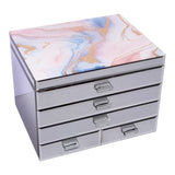 Pastel Dreams Extra Large Jewellery Box with elegant glass mirror pattern, felt-lined compartments, and four deep drawers for stylish organization.