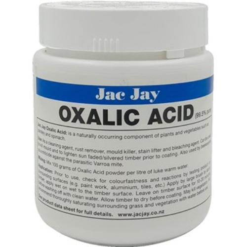 Jac Jay Oxalic Acid 500G - 99.5% pure solution for rejuvenating aged timber, making 5L of effective cleaning mix.