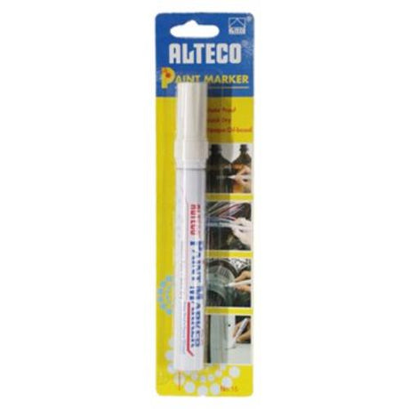 Alteco Paint Marker White Blister Pack showcases a versatile, quick-drying marker for vibrant indoor and outdoor creative projects.