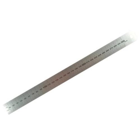 Stainless steel 300mm rule with clear metric and inch markings, ideal for precise measurements in various projects.