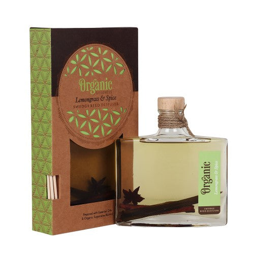Reed diffuser featuring a blend of lemongrass and spices in a sleek 140 ml design, promoting a refreshing and elegant atmosphere.