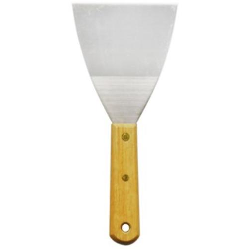 Worldwide Steel Paint Scraper with 75mm steel blade and wooden handle for easy paint removal and surface preparation.