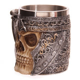 Alt text: "15cm Decorative Skull Warrior Tankard featuring intricate skull design, perfect for themed parties and collectors."