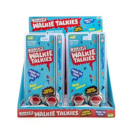 Compact and colorful mini walkie talkies for kids, perfect for adventures, featuring Morse code instructions, 12 sets included.