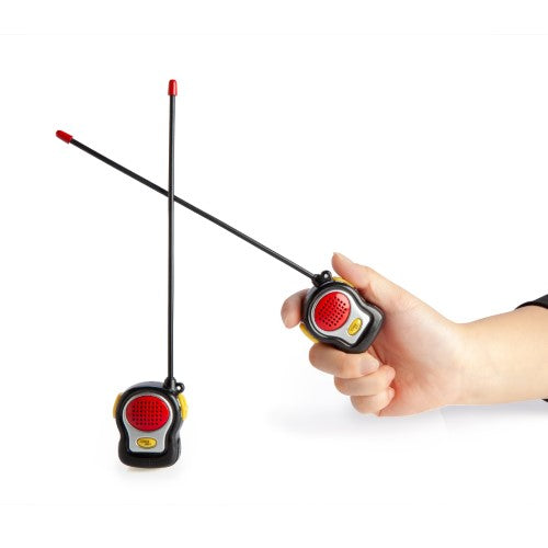 World's smallest walkie talkies in assorted colors, perfect for kids' adventures and secret missions, includes 12 sets.