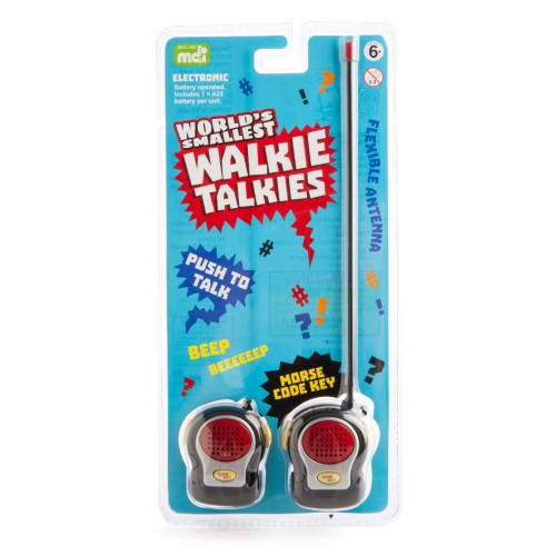 Miniature walkie talkies in a set of 12, perfect for kids' adventures and secret missions with Morse code feature included.