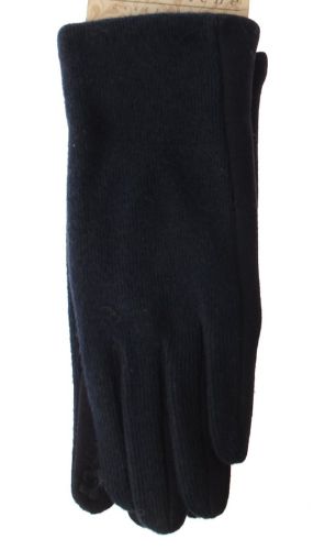 Navy medium viscose stretch gloves featuring a touch screen finger, offering warmth, comfort, and a snug fit for winter activities.