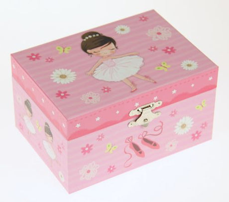 Ballet Girl Wooden Musical Box, 15cm x 10.5cm, plays 'Somewhere Over the Rainbow' with a graceful ballerina figurine.