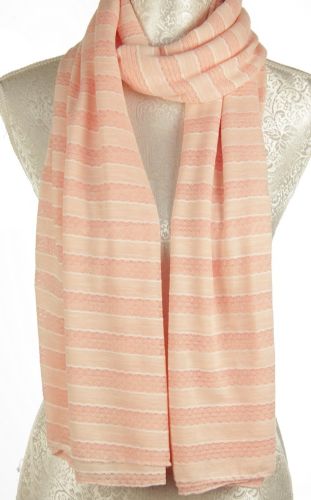 Knitted pink stripe scarf, 80cm x 180cm, soft blend for warmth and style, perfect for layering and elevating outfits.