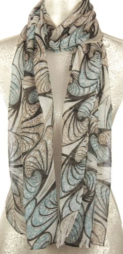 Taupe Clam Shells Scarf made of 100% viscose, perfect for versatile styling and adding elegance to any outfit.