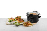 Digital Crock Pot Cooker by Sunbeam with hinged lid, 4.7L capacity, programmable timer, and auto keep warm feature.