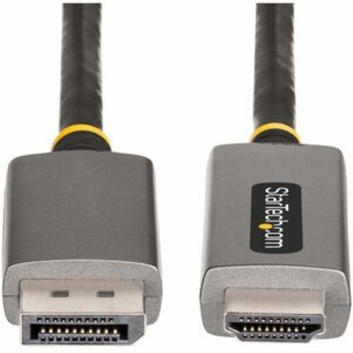 DisplayPort to HDMI adapter cable, 6FT, supports 8K at 60Hz, 4K at 144Hz, HDR10, and 7.1 channel audio for vibrant connectivity.