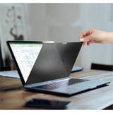 Laptop privacy screen for 16" MacBook Pro, blocking side views, anti-glare, reversible, and reduces blue light for comfort.