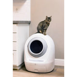 Sleek gray automatic cat litter box with smart app control, whisper-quiet motor, and advanced safety features.