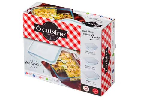 O'CUISINE - 6pc Storage Set (3 dishes + 3 lids)