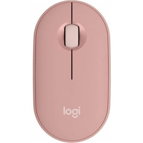 Logitech Pebble Mouse 2 M350s in Tonal Rose, a sleek, eco-friendly wireless mouse with quiet clicks and customizable functions.