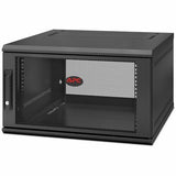 APC NetShelter WX 6U Wall-mount Enclosure, black, 600mm deep, designed for organized networking and air management in tight spaces.