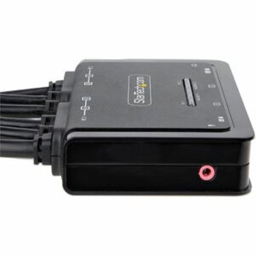 2-Port Dual-Monitor KVM switchbox for seamless control of two computers with dual 4K HDMI displays and audio switching.