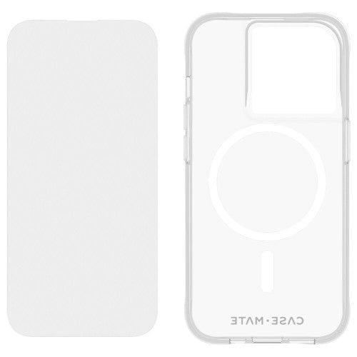 Clear iPhone 15 Pro case with 12ft drop protection, MagSafe compatibility, and eco-friendly materials.