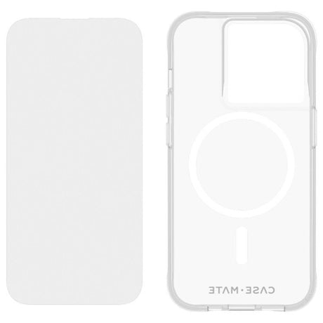 Clear iPhone 15 Pro case with 12ft drop protection, MagSafe compatibility, and eco-friendly materials.