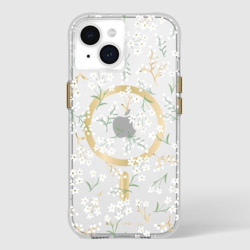 Elegant floral iPhone 15 case featuring 12-foot drop protection, MagSafe compatibility, and eco-friendly materials.