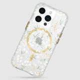 Floral Smartphone case for iPhone 15 Pro with 12ft drop protection, MagSafe compatibility, and eco-friendly materials.