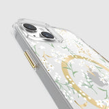 Vibrant floral iPhone 15 Plus case with 12-ft drop protection, MagSafe compatibility, and eco-friendly design.