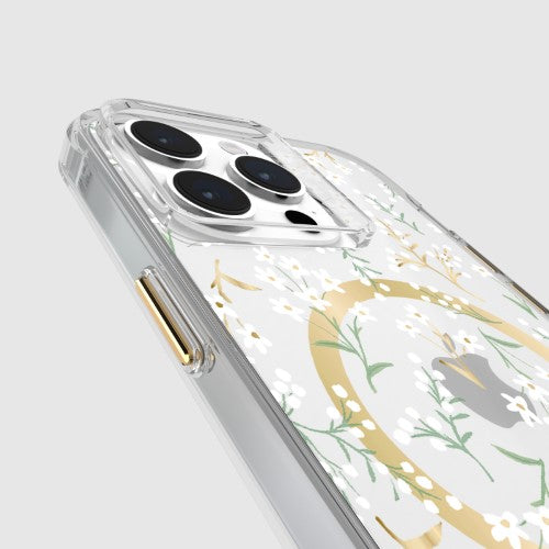 Floral Rifle Paper Co. MagSafe case for iPhone 15 Pro Max, combining style with 12ft drop protection and UV clarity.