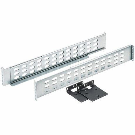 Silver APC Mounting Rail Kit for UPS, designed for stability and easy access, supporting 91.5 kg installations.