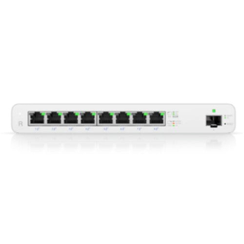 Gigabit PoE router for MicroPop with 8 Gigabit ports, fanless design, and 110W PoE supply for WISP networks.