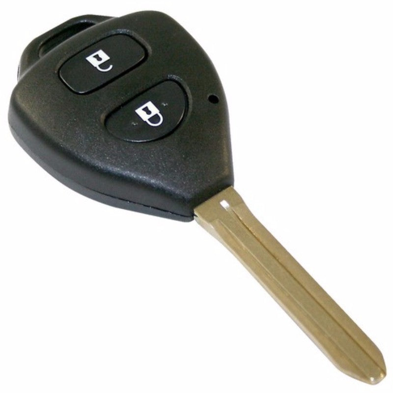 Remote shell for Toyota with 2 buttons, designed for easy replacement and enhanced locking features.