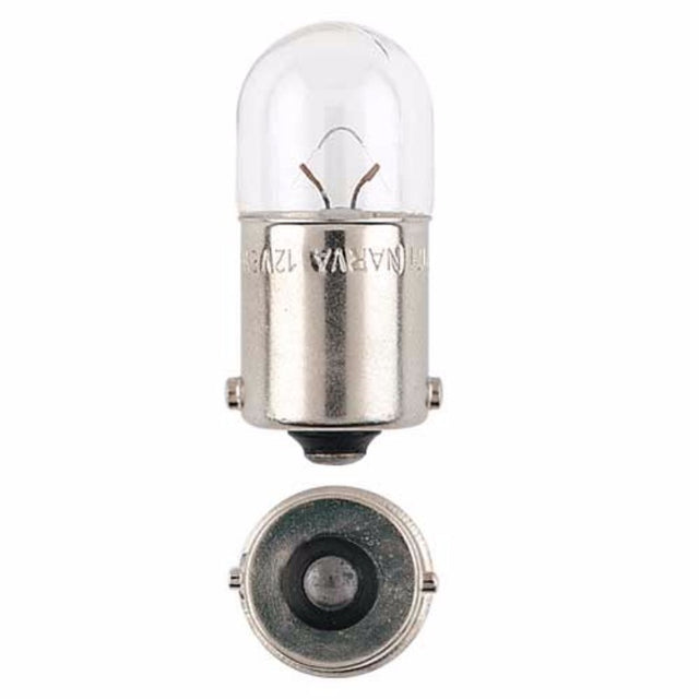 Narva 12V 10W BA15S Park/Tail bulbs pack of 10, compact, bright, reliable incandescent lighting for vehicle visibility.