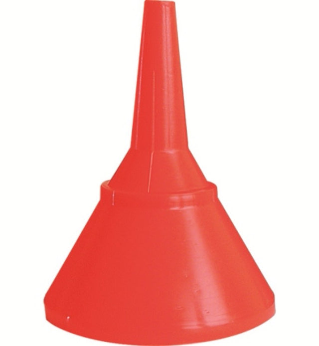 High-quality 150mm funnel made of petrol and oil resistant plastic for spill-free fluid transfer and efficient pouring.