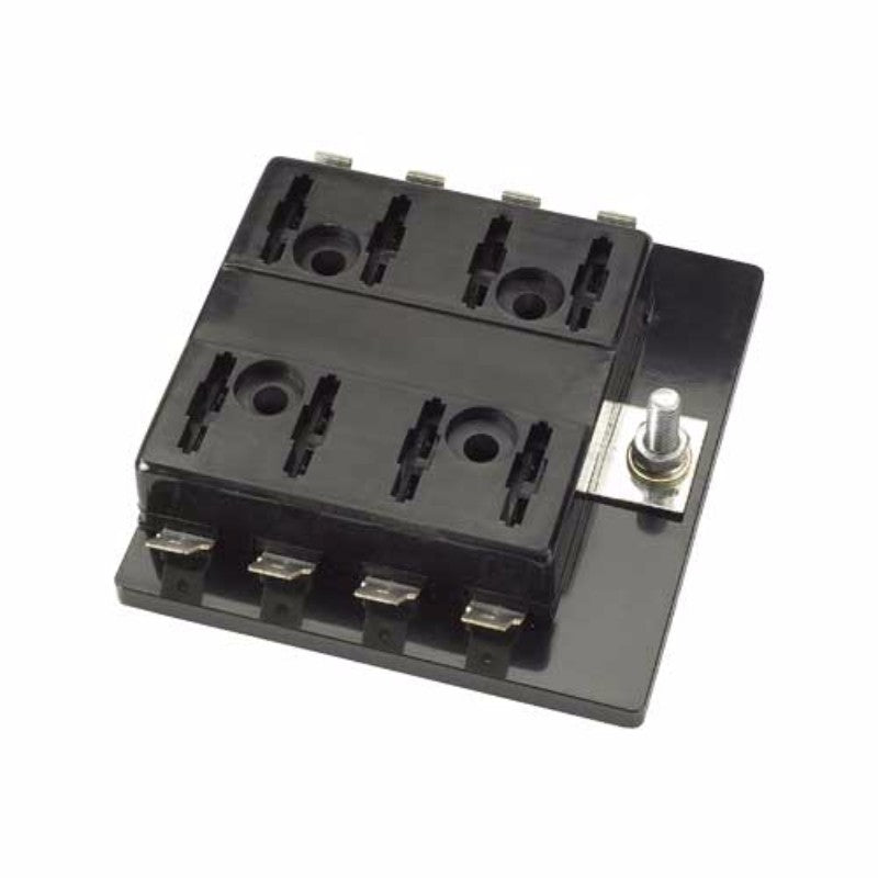 Black Narva 8-way fuse holder with 25A per circuit rating for automotive and marine electrical protection.