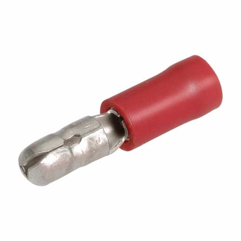 Narva Male Bullet Terminal Red 4mm Pack of 14, vinyl insulated, for reliable automotive and marine electrical connections.