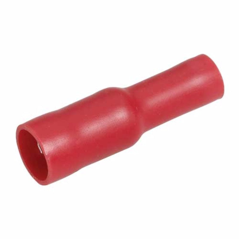 Red female bullet terminal, insulated and heat-resistant, suitable for 2.5-3mm wires, 4mm diameter, pack of 12.