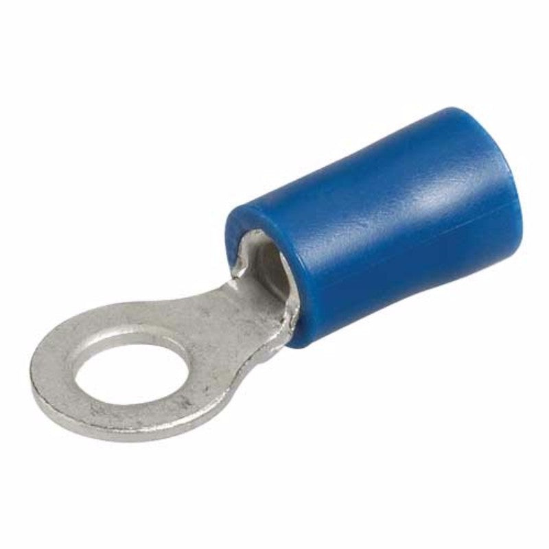 Blue flared vinyl insulated terminal rings, 4.3mm for secure electrical connections, pack of 25.