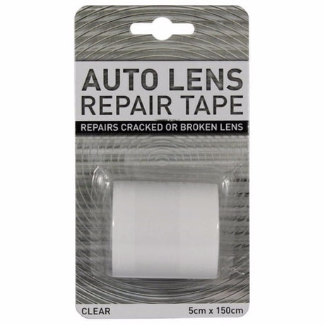 Clear lens repair tape, 5cm x 150cm, ideal for quick fixes on eyewear and camera lenses without compromising clarity.