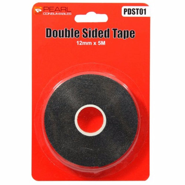 Double sided tape roll, 5m x 12mm, ideal for crafts and repairs with strong adhesive on both sides, easy to cut and use.