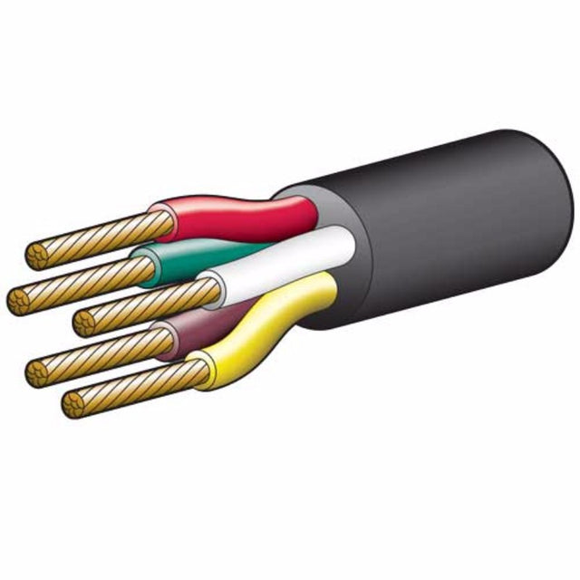 Narva Cable Trailer 5-Core 19Amp 3mm 100m with vibrant color-coded cores for easy identification, perfect for heavy-duty use.