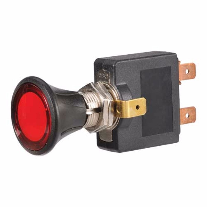 Narva LED Off/On Push/Pull switch for vehicles, features 50A capacity, compact design, and clear LED activation indicator.