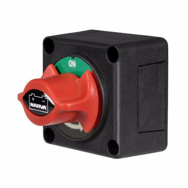 Narva Switch Off/On Batt Knob Type for easy battery management, featuring a durable design and intuitive labeling.